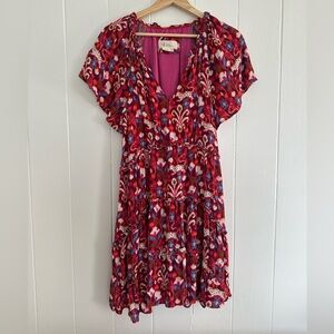 Anthropologie Floral V-Neck Boho Mini Dress